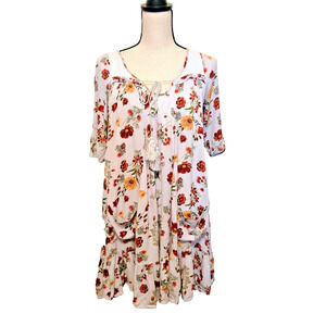 Altar'd State Mini Dress Size M Ditsy Floral Smocked Open Back Boho Cottage S